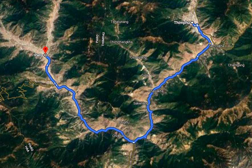 Thimphu to paro route