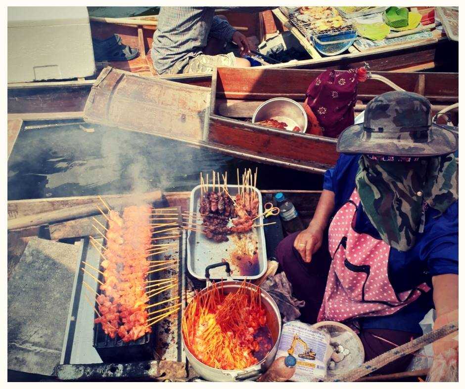 Vendor Selling Food at Tha Kha Floating Market