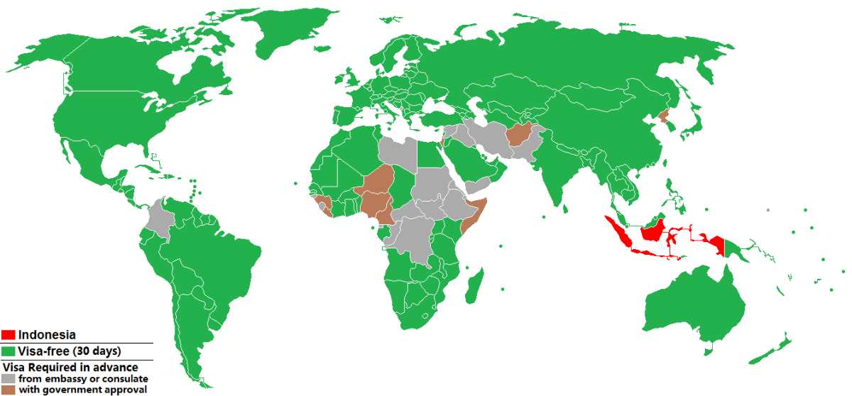 Visa-Exempt Countries, Visa Policy of Indonesia