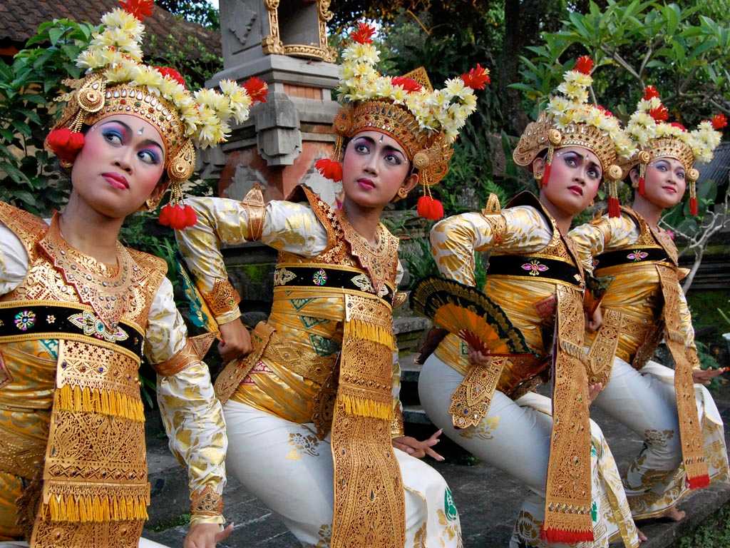 Balinese Dancers Performing a Traditional Dance of Bali