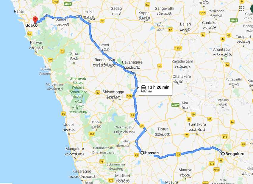 bangalore to goa road trip places to visit