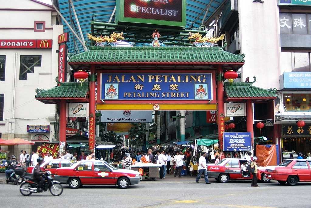 Bustling street of Chinatown in Kuala Lumpur