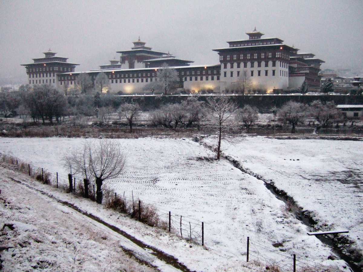 Tashichho Dzong in Winter