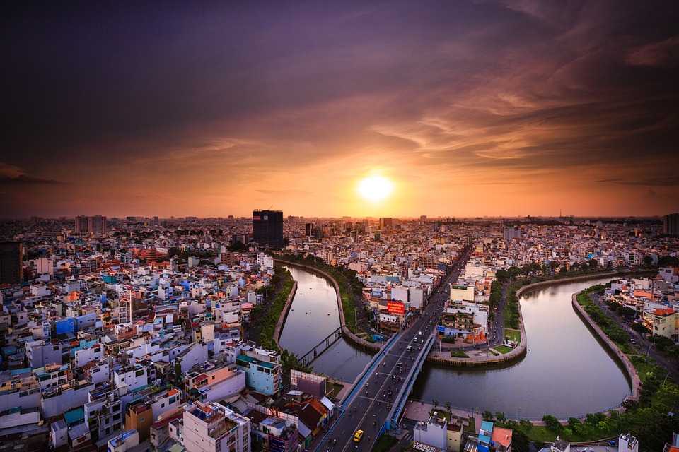 Panorama of Ho Chi Minh City at Sunset