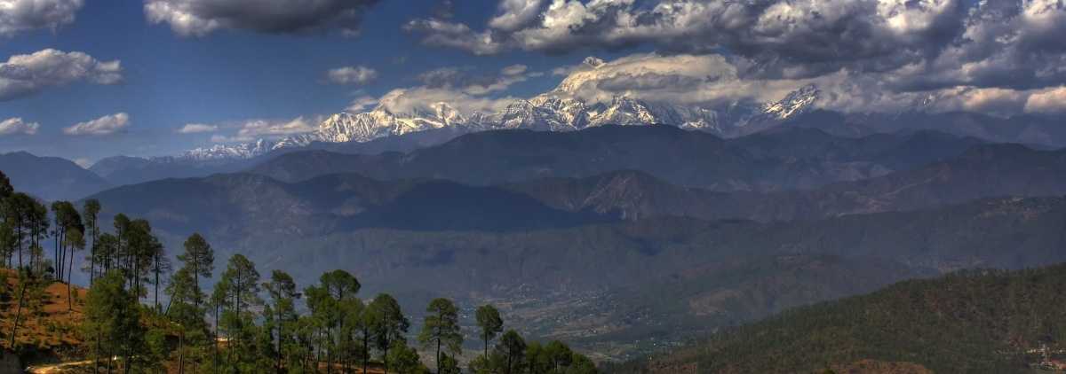 Himalayan Panoramic Landscape as seen from Kausani