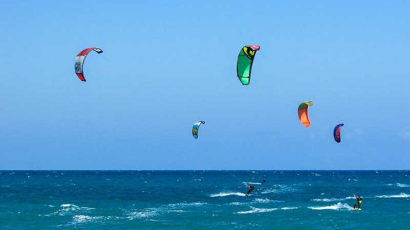 Kite surfing at beach