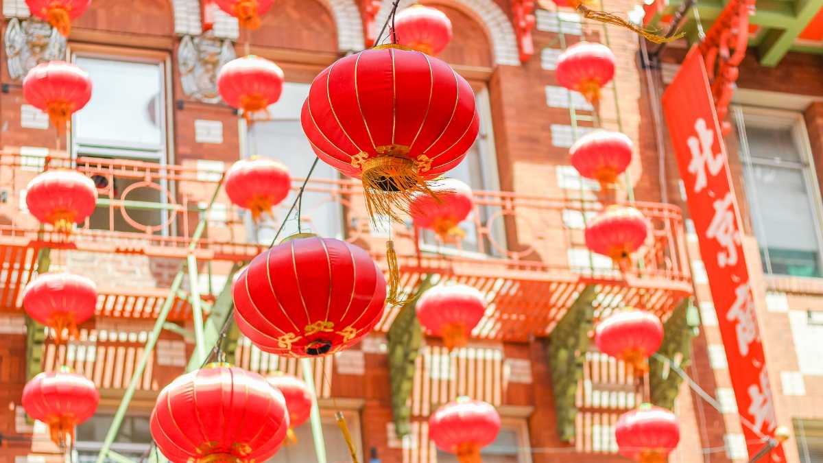 Red paper lanterns, Chinese new year in Thailand