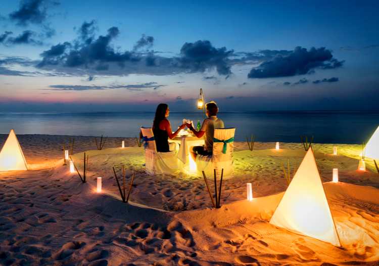 Candlelight dinner on Beach in Maldives, Honeymoon in Maldives