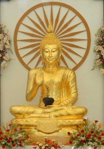 Gold coated statue Buddha Vihar