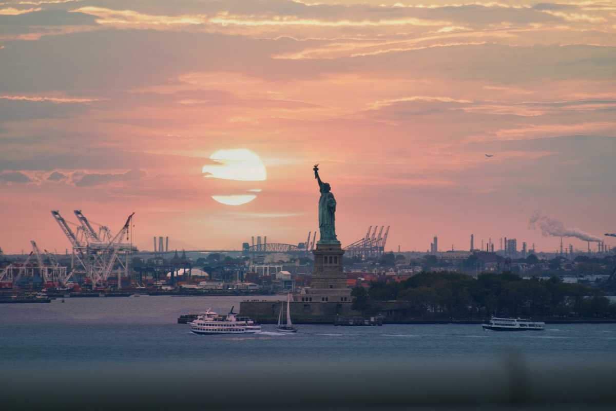 Statue of Liberty during Sunset